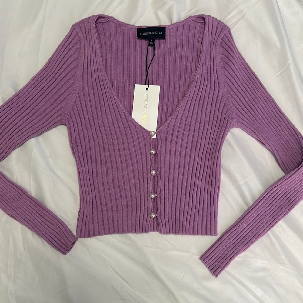 3/$75 NWT Lilac Pearl cardigan top large